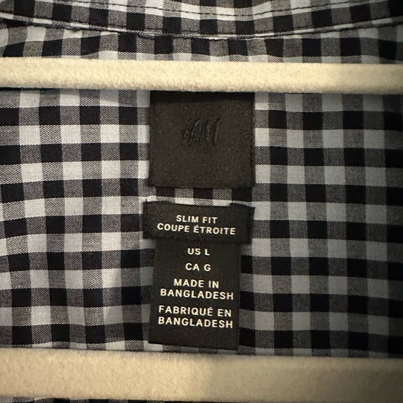 Men’s H&M short sleeve button up blue and black plaid size: L - Picture 4 of 4